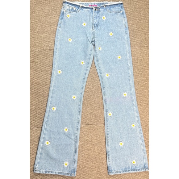 Edikted Women's Sun Embroidered 5 Pocket Denim Jeans Size Small - Picture 1 of 13
